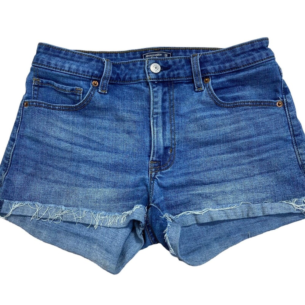 Abercrombie & Fitch Women’s 28/6 Low-Rise Denim Short Medium Wash Distressed
